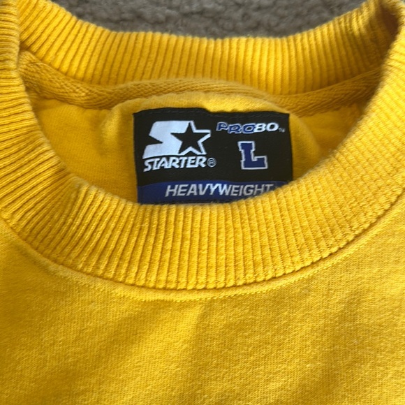 Starter Mens Long Sleeve Crewneck Heavyweight Pullover Sweatshirt Yellow Size L - Picture 4 of 6